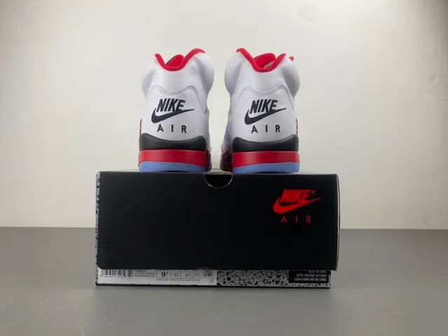 Air Jordan 5 White Red Black Basketball Shoes 15
