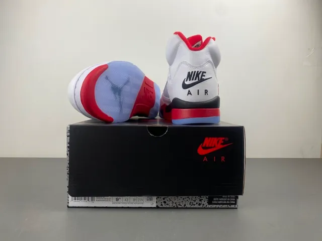 Air Jordan 5 White Red Black Basketball Shoes 16