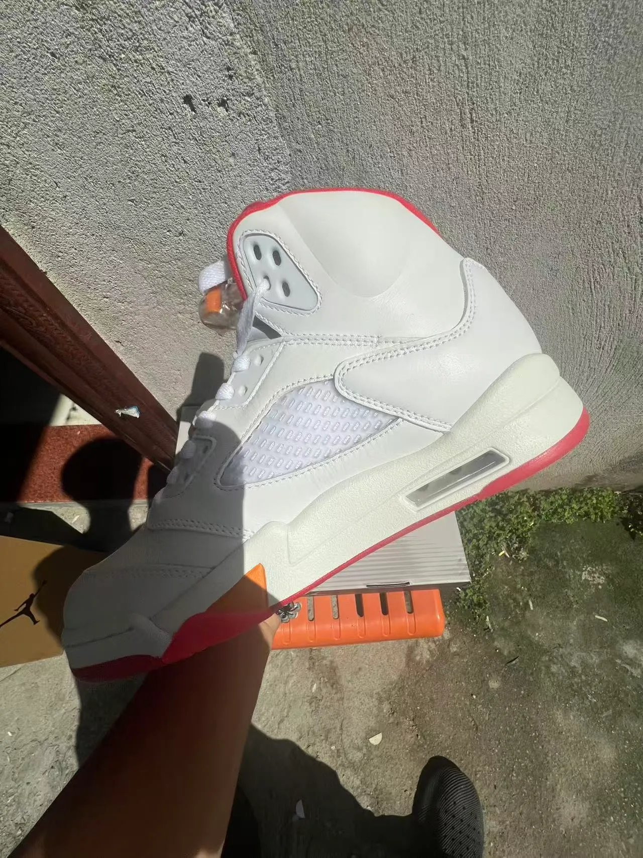 Air Jordan 5 White Red Orange Flame Basketball Shoes 5