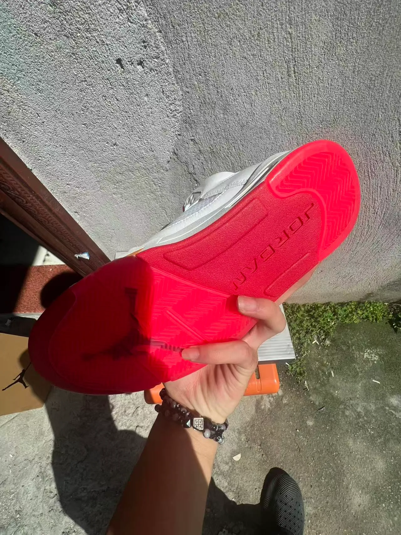Air Jordan 5 White Red Orange Flame Basketball Shoes 6