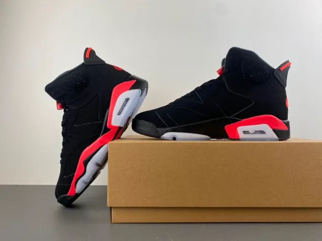 Air Jordan 6 Black Red White Basketball Shoes 15