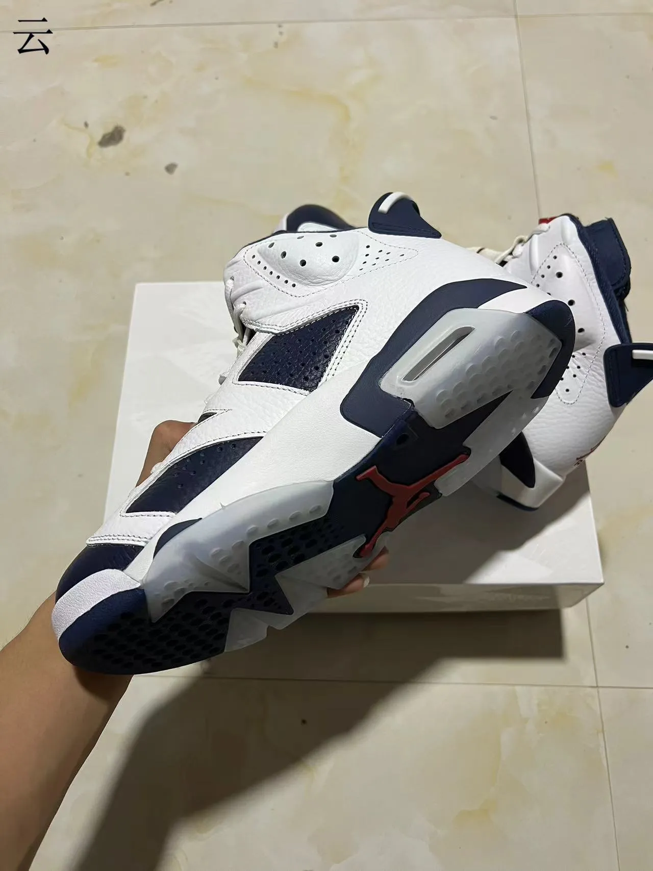 Air Jordan 6 White Navy Basketball Shoes 6