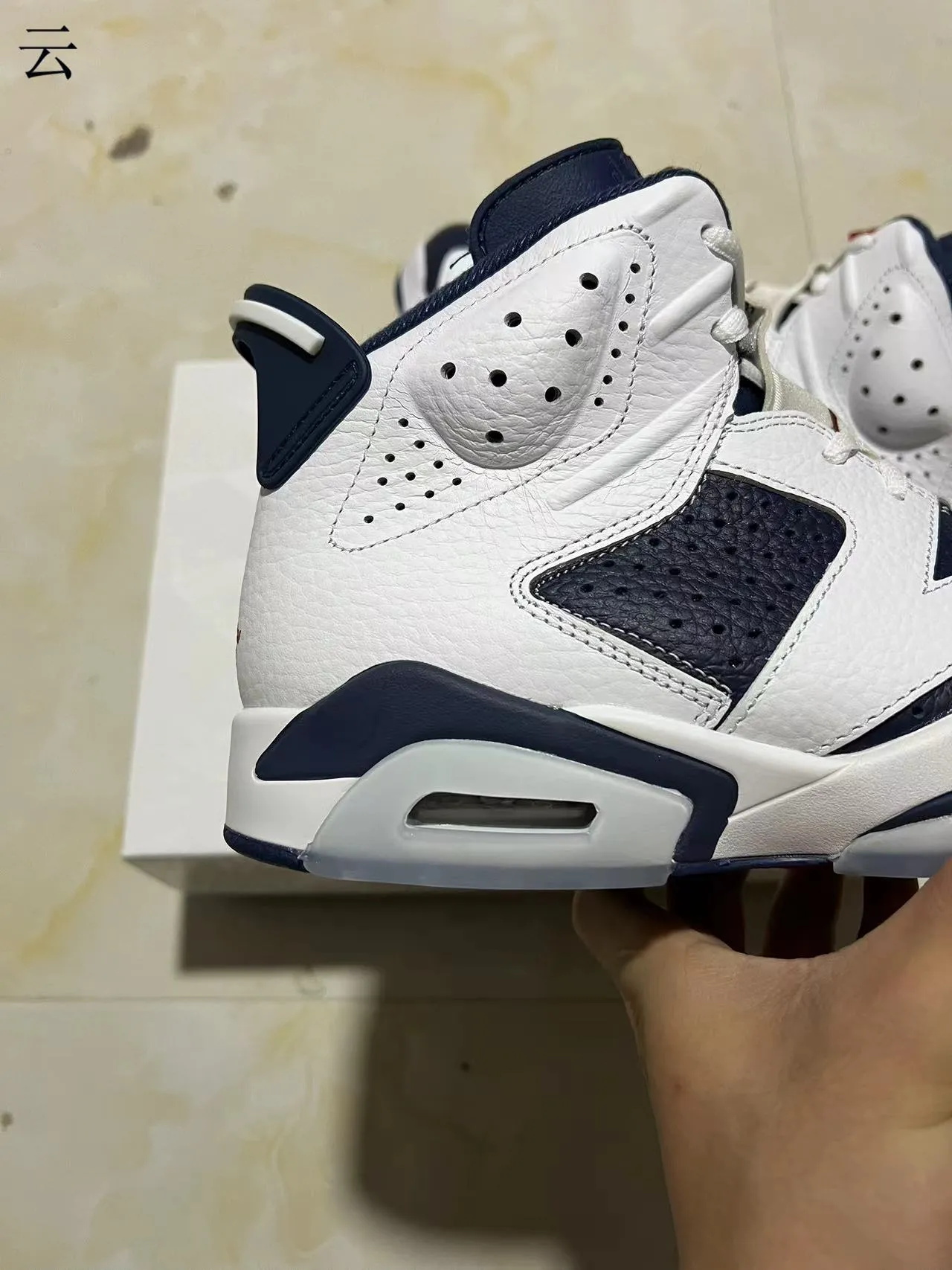 Air Jordan 6 White Navy Basketball Shoes 7