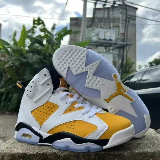 Air Jordan 6 Branco Amarelo Preto Tênis de Basquete