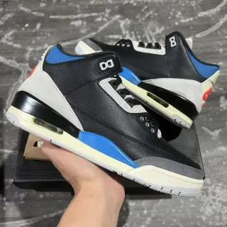 Air Jordan Black Blue High-Top Silhouette Leather And Suede Upper Basketball Shoes