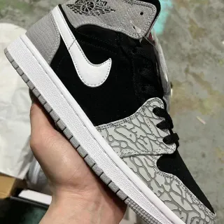Air Jordan Black Gray High-Top Elephant Print Overlay Basketball Shoes
