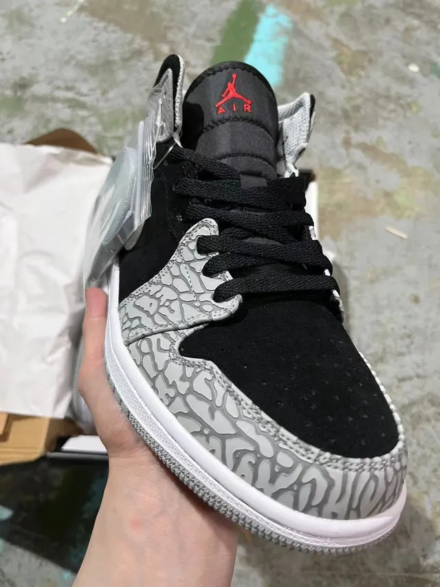 Air Jordan Black Gray High-Top Elephant Print Overlay Basketball Shoes 2
