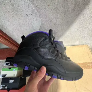 Air Jordan Black Purple High-Top Pebbled Leather Upper Basketball Shoes