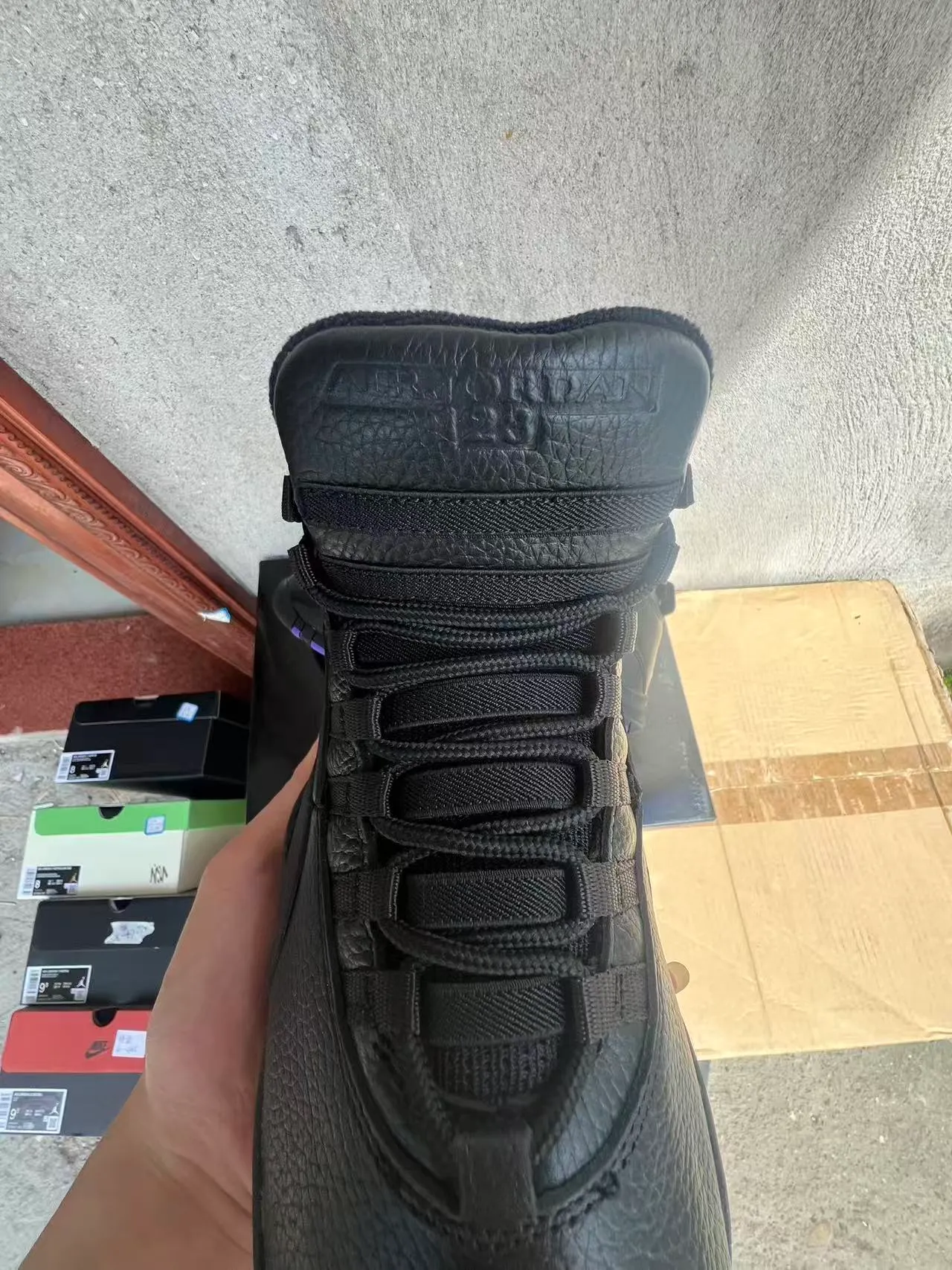 Air Jordan Black Purple High-Top Pebbled Leather Upper Basketball Shoes 4