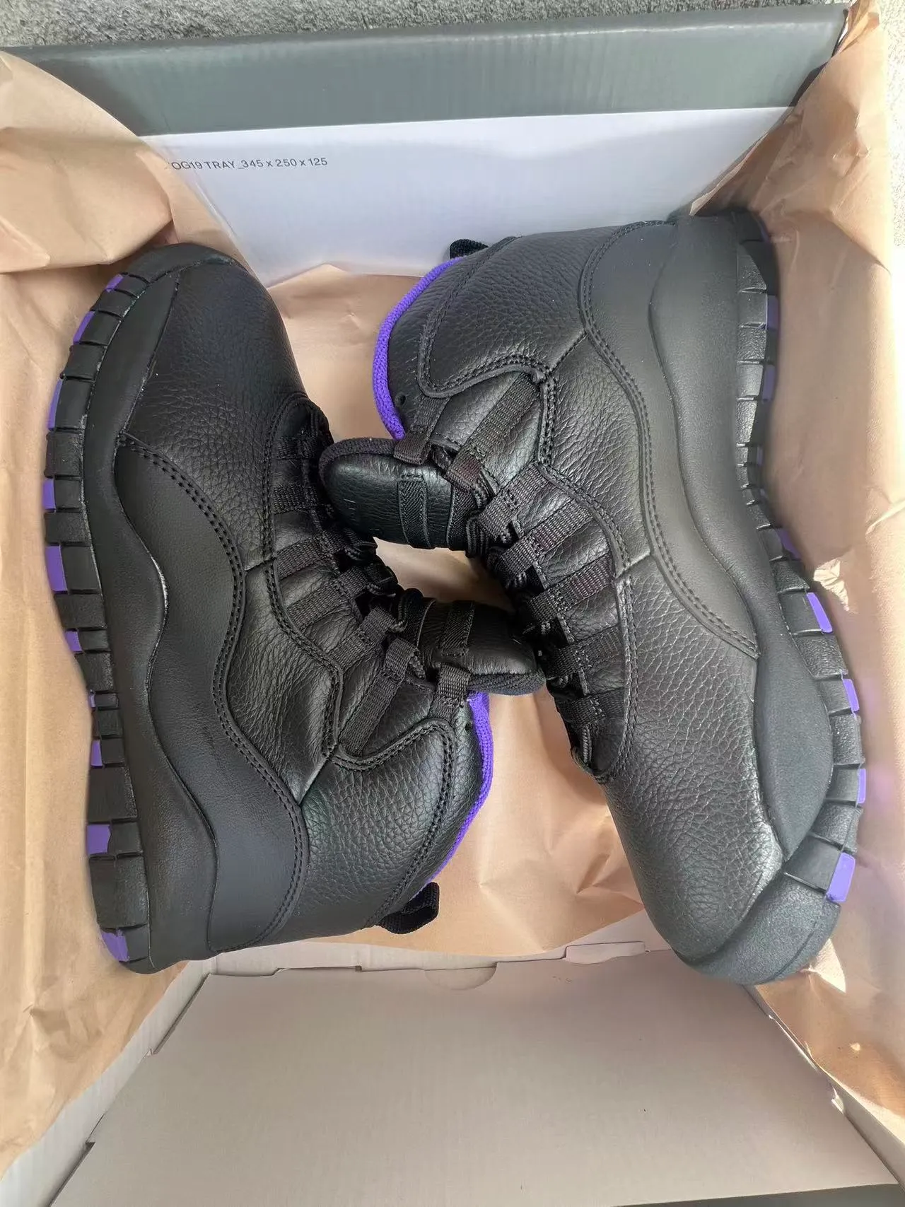 Air Jordan Black Purple High-Top Pebbled Leather Upper Basketball Shoes 9