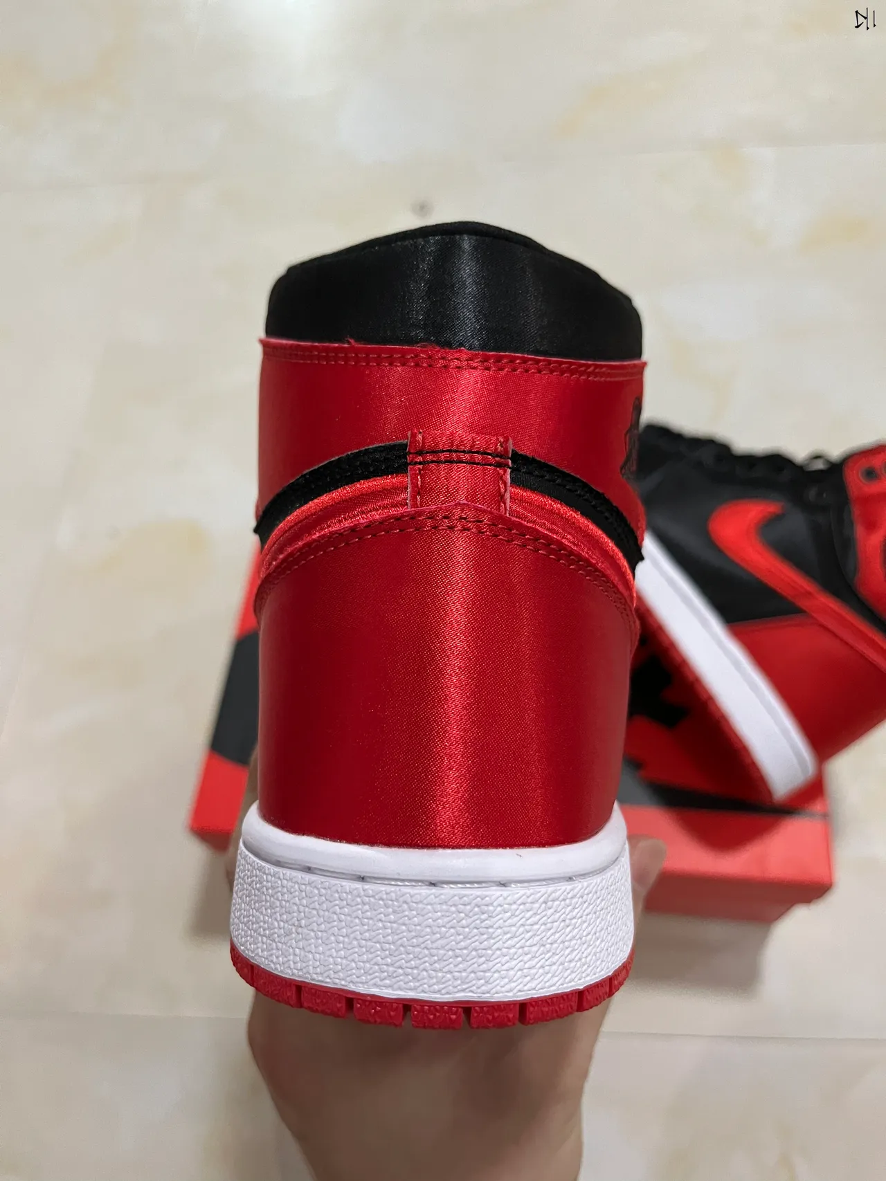 Air Jordan Black Red High-Top Satin Overlay Basketball Shoes 9