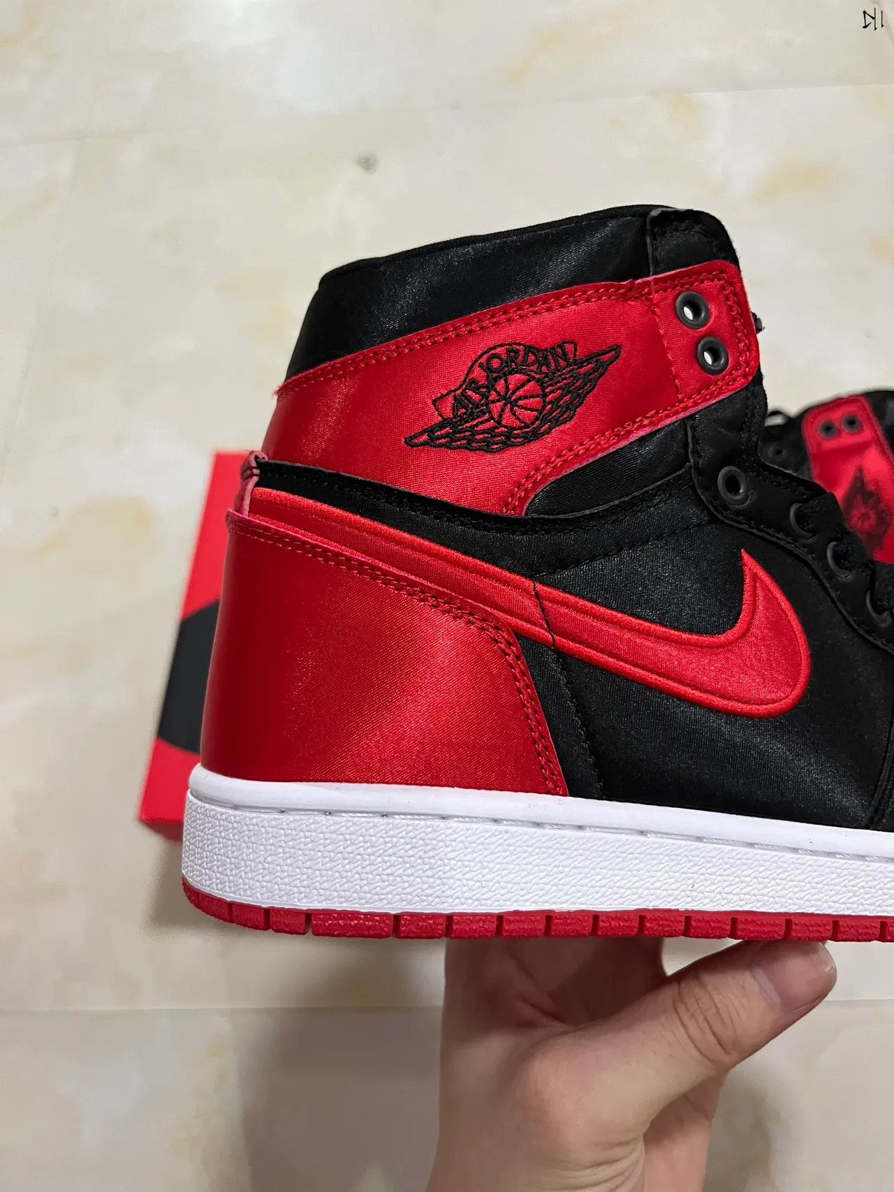 Air Jordan Black Red High-Top Satin Overlay Basketball Shoes 11