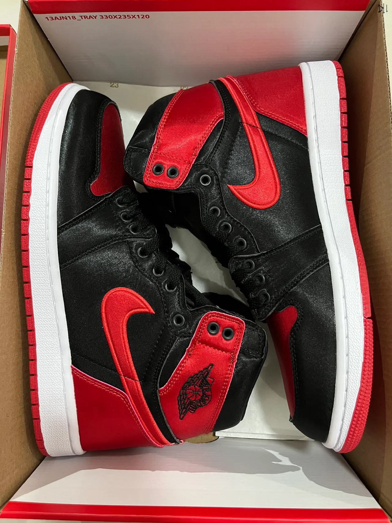 Air Jordan Black Red High-Top Satin Overlay Basketball Shoes 12