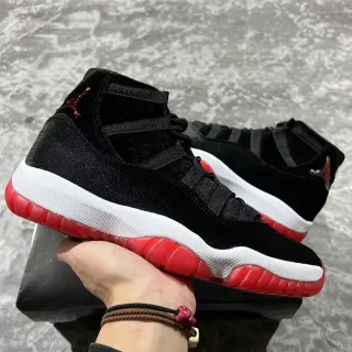 Air Jordan Black Red High-Top Velvet-Like Upper Basketball Shoes