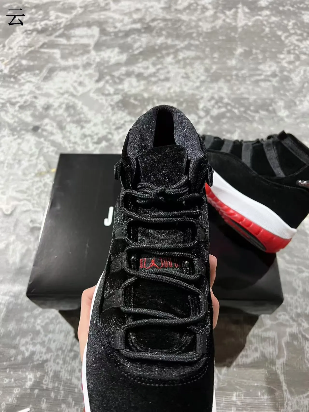Air Jordan Black Red High-Top Velvet-Like Upper Basketball Shoes 4