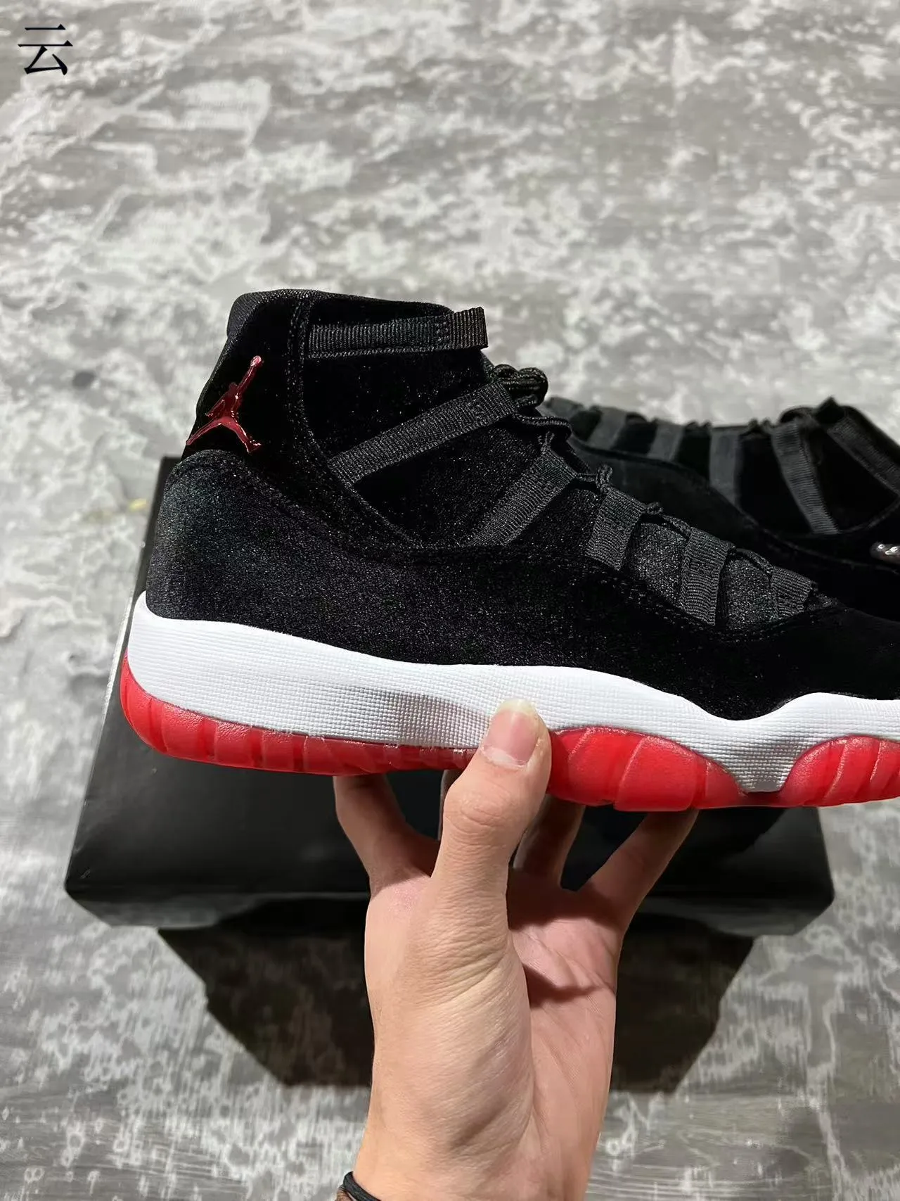 Air Jordan Black Red High-Top Velvet-Like Upper Basketball Shoes 7