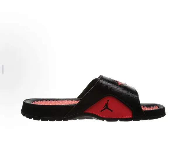 Air Jordan Black Red Synthetic Strap Molded Midfoot Panel Slippers 2