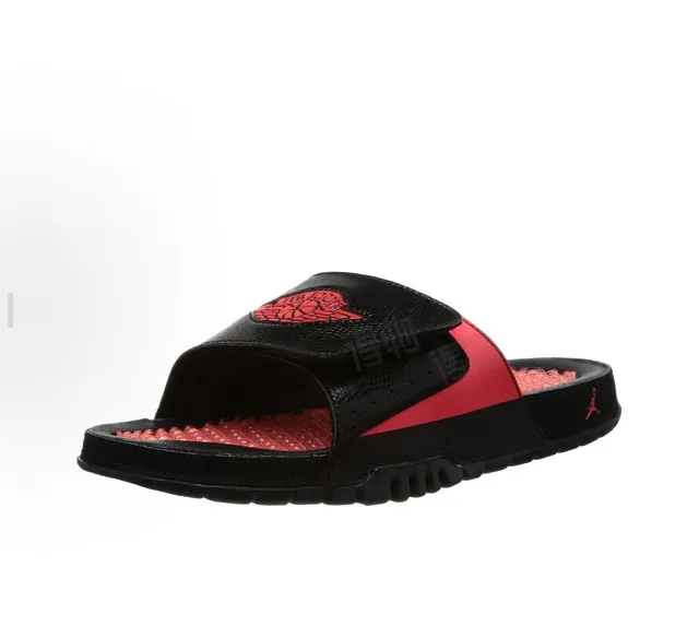 Air Jordan Black Red Synthetic Strap Molded Midfoot Panel Slippers 3