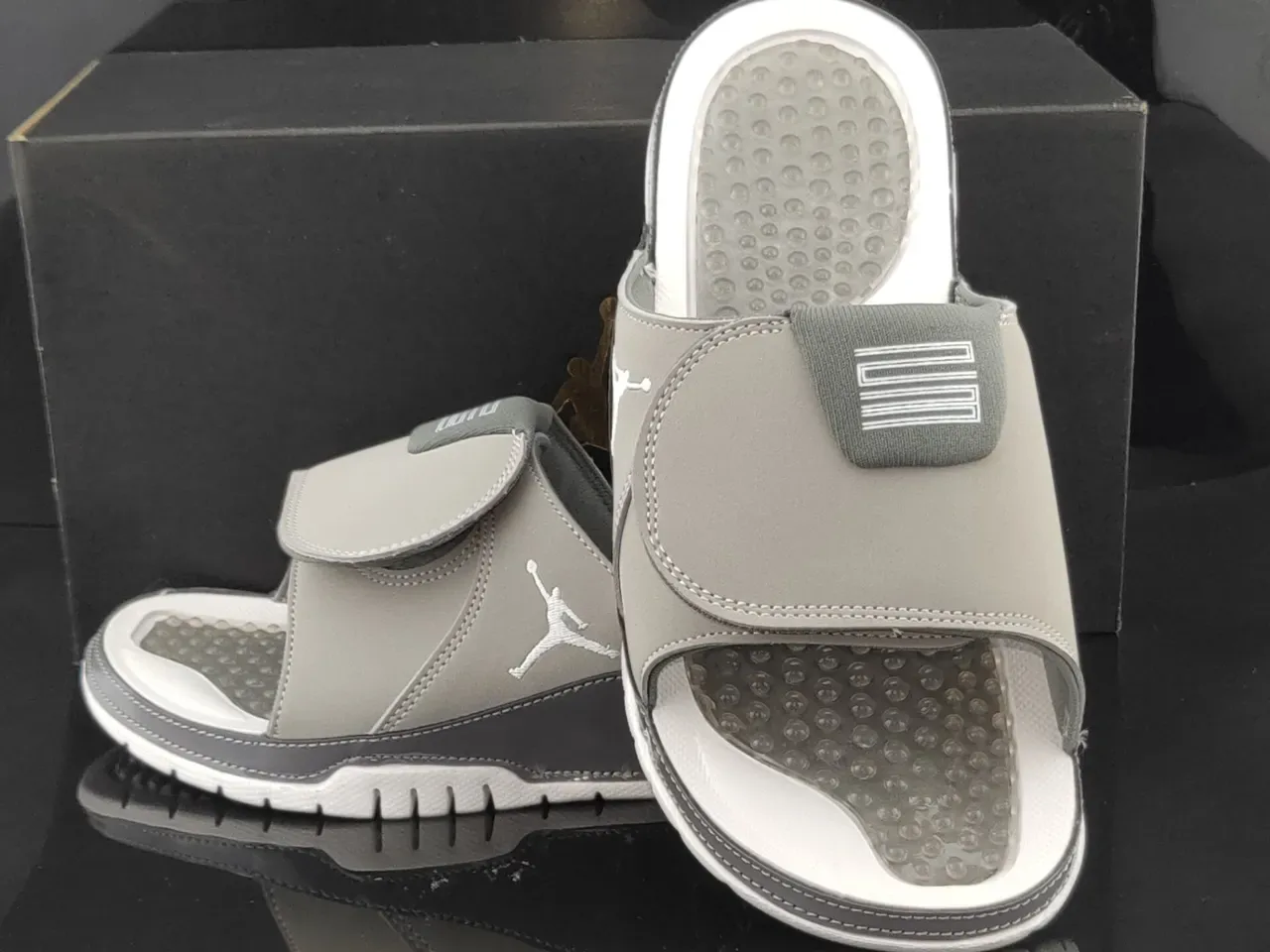 Air Jordan Hydro Gray White Slide Sandal Podded Footbed Slippers 4