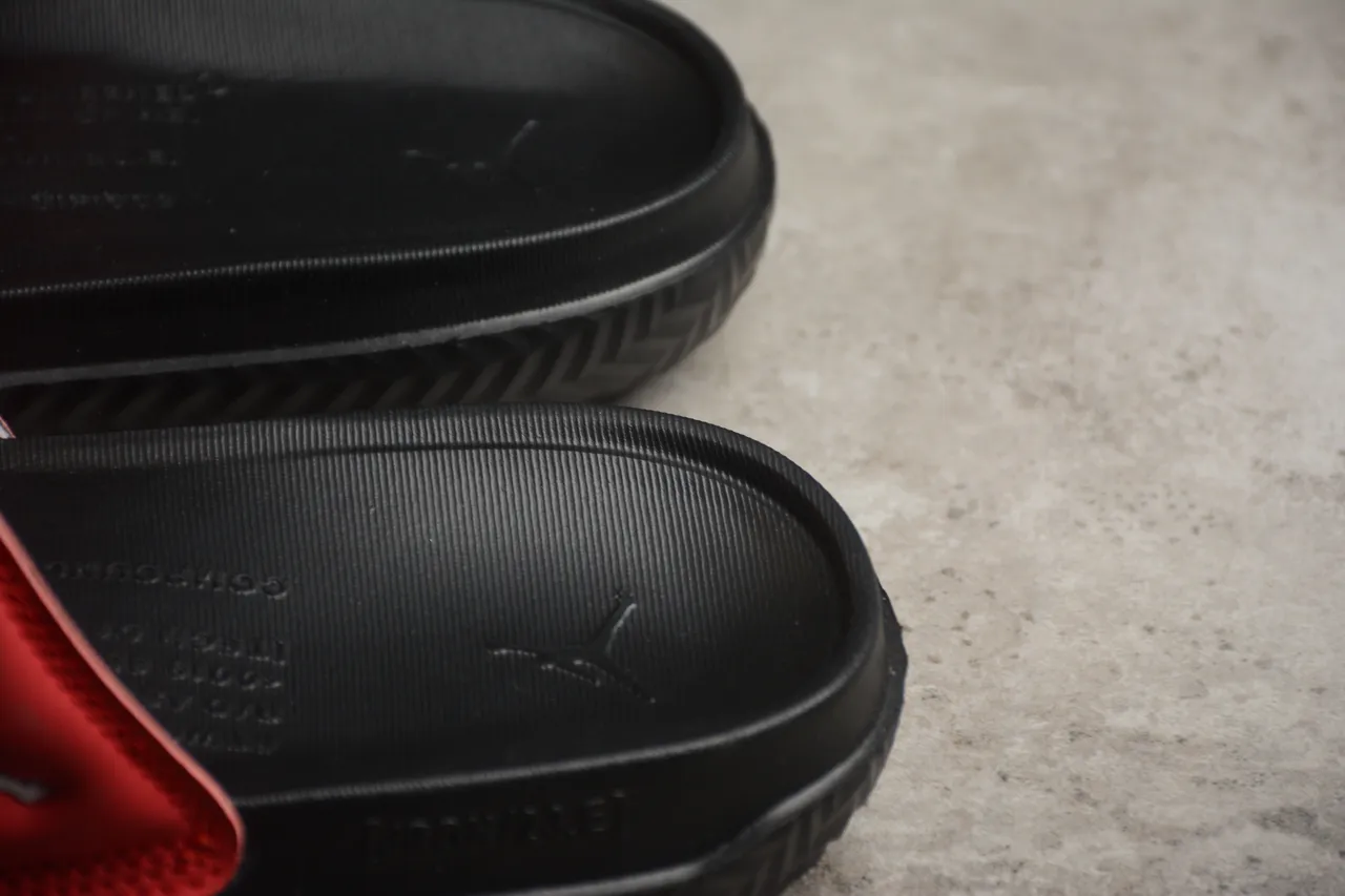 Air Jordan Red Black Two-Strap Slide Quilted Rear Slippers 5