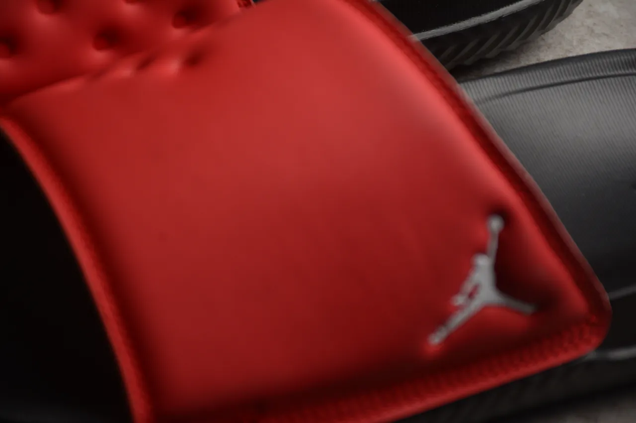 Air Jordan Red Black Two-Strap Slide Quilted Rear Slippers 6