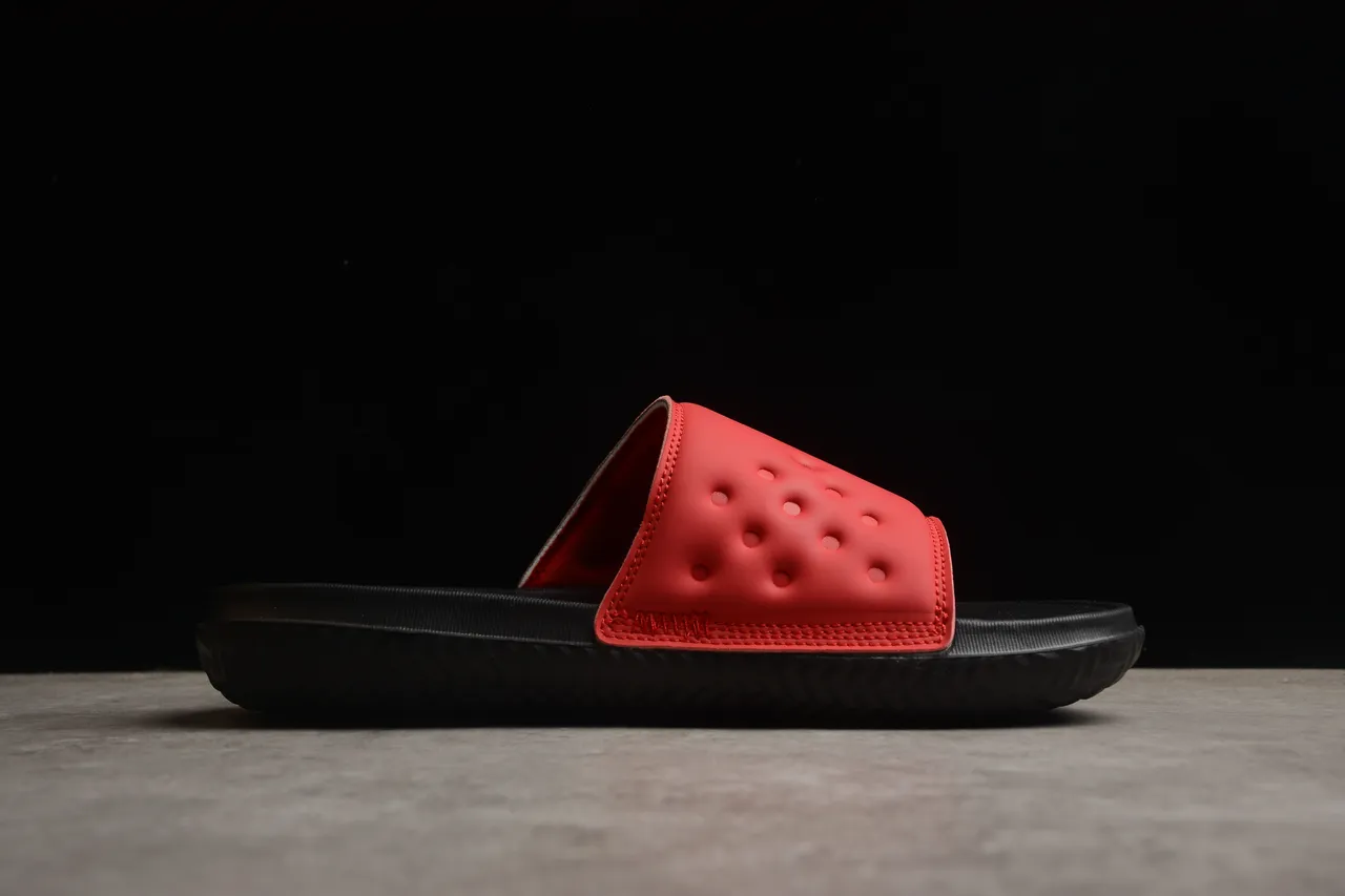 Air Jordan Red Black Two-Strap Slide Quilted Rear Slippers 11