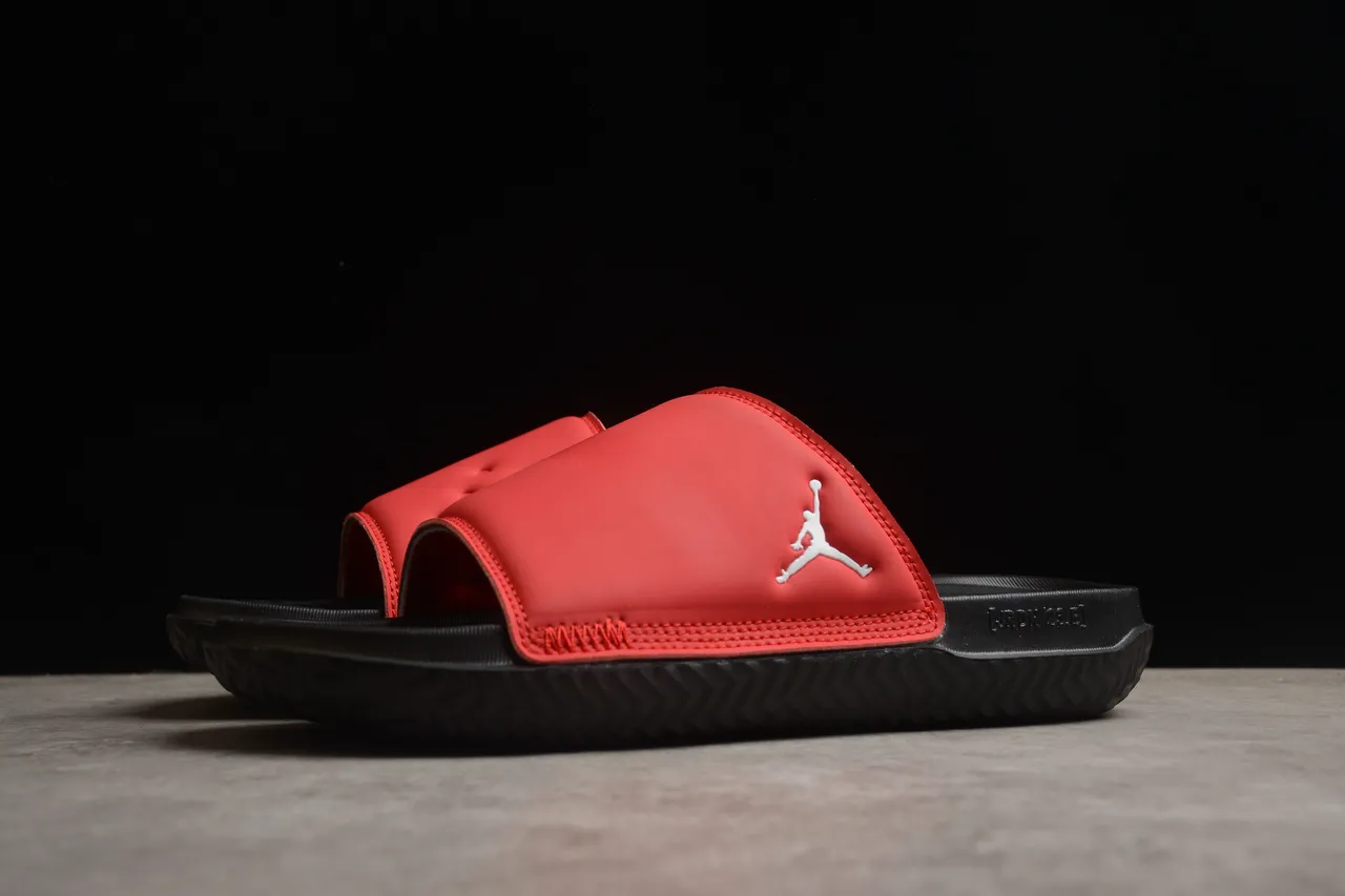Air Jordan Red Black Two-Strap Slide Quilted Rear Slippers 12