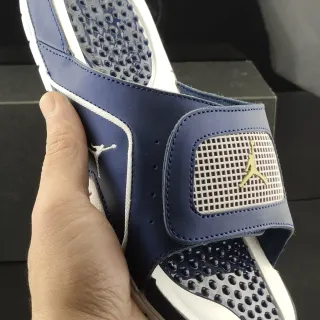 Air Jordan Slide Navy Blue White Gold Slippers