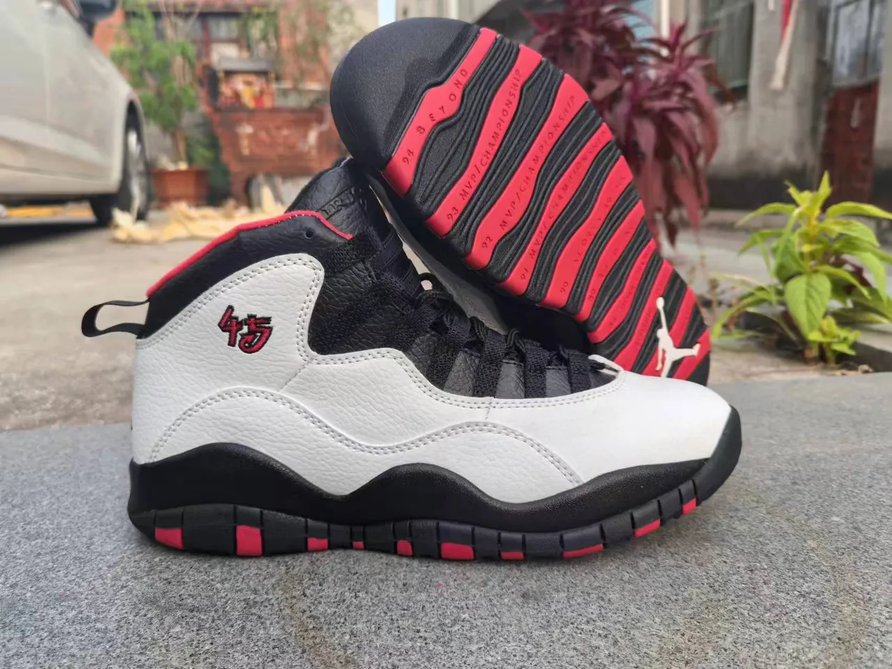 Air Jordan White Black High-Top Leather-and-Mesh Construction Basketball Shoes 3