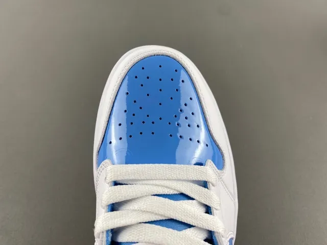 Air Jordan White Blue High-Top Patent Leather Accents Basketball Shoes 5
