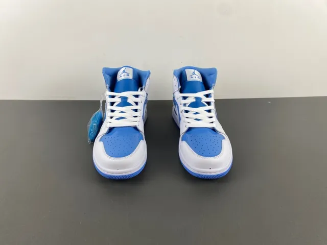 Air Jordan White Blue High-Top Patent Leather Accents Basketball Shoes 10