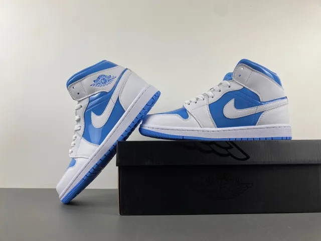 Air Jordan White Blue High-Top Patent Leather Accents Basketball Shoes 13