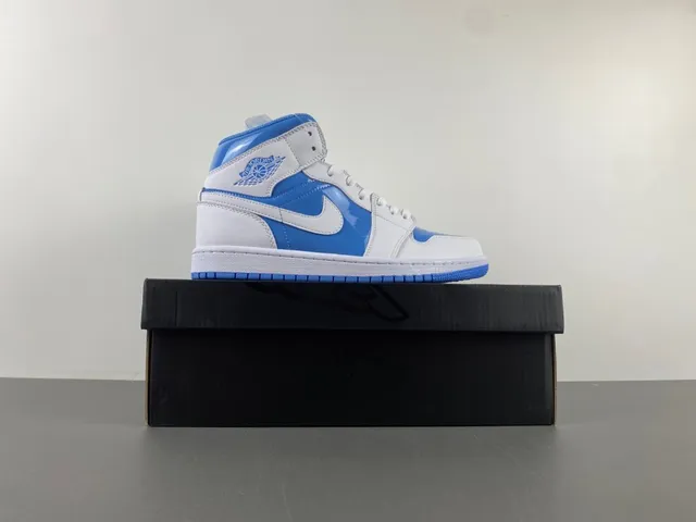 Air Jordan White Blue High-Top Patent Leather Accents Basketball Shoes 14