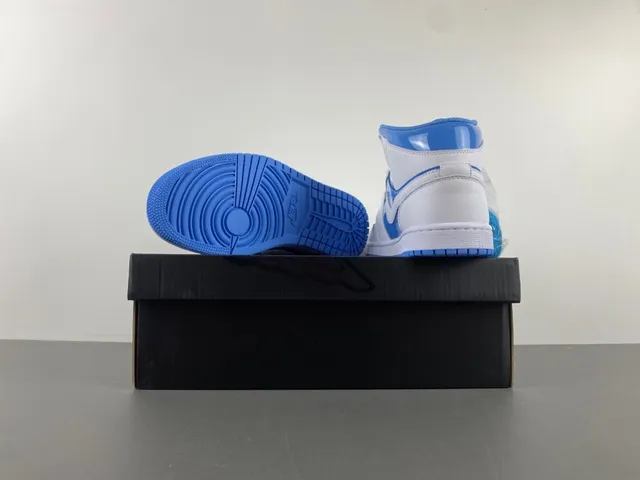 Air Jordan White Blue High-Top Patent Leather Accents Basketball Shoes 15