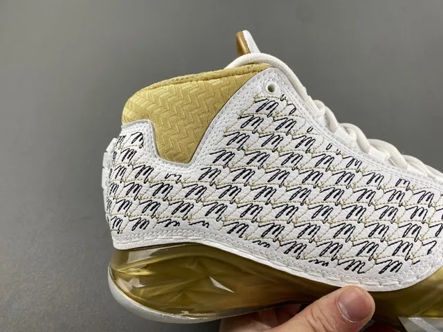 Air Jordan White Gold High-Top Silhouette Perforated Leather Upper Basketball Shoes 2