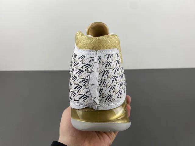 Air Jordan White Gold High-Top Silhouette Perforated Leather Upper Basketball Shoes 4