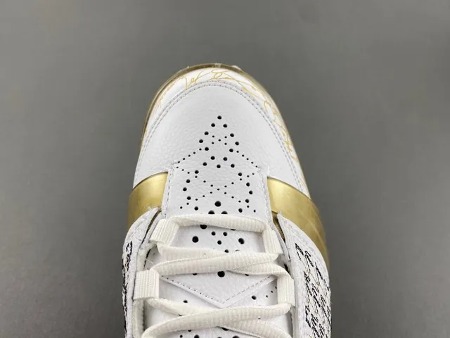 Air Jordan White Gold High-Top Silhouette Perforated Leather Upper Basketball Shoes 5