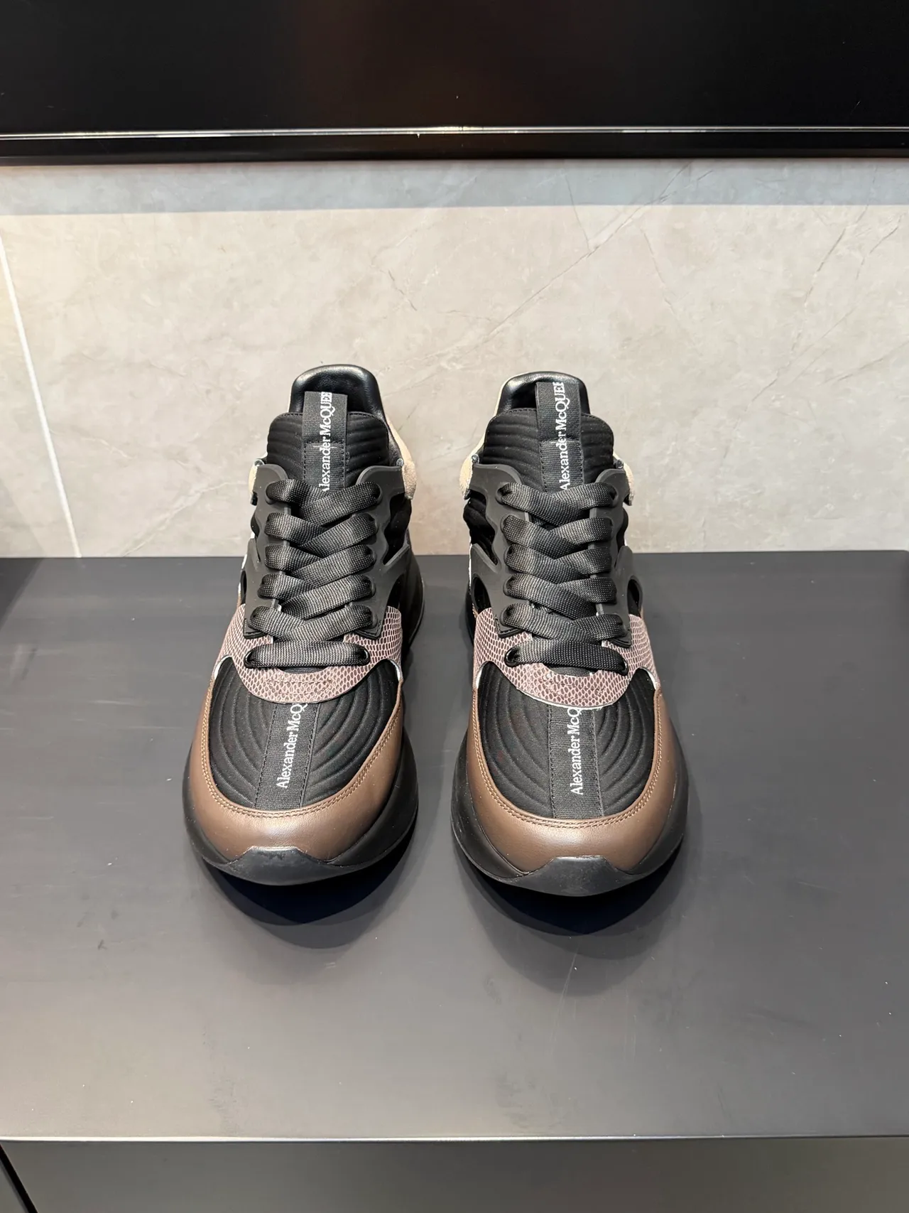 Alexander McQueen Oversized Sneaker Black Brown Zebra Print Chunky Sneaker 2