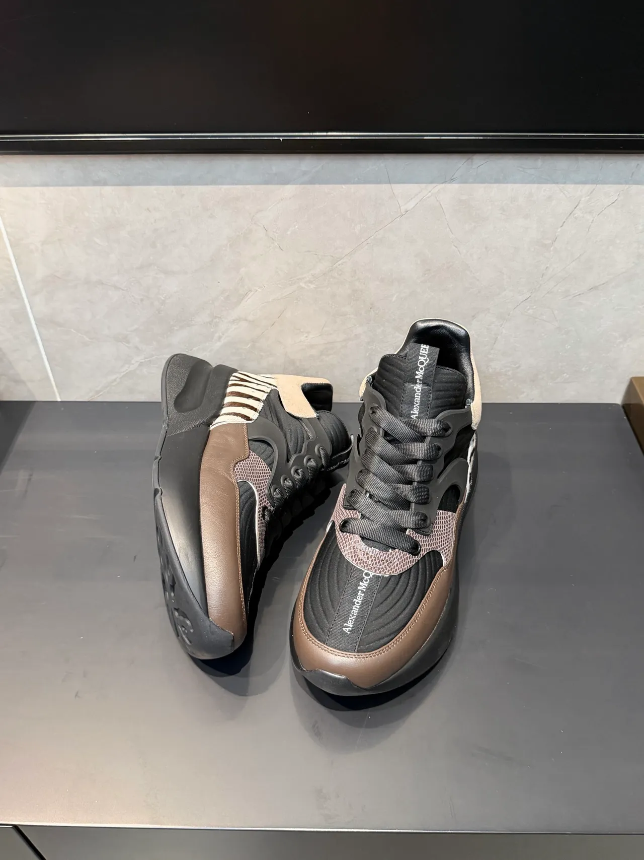 Alexander McQueen Oversized Sneaker Black Brown Zebra Print Chunky Sneaker 3