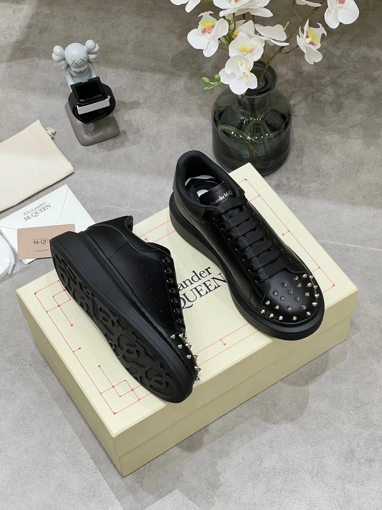 Alexander McQueen Oversized Sneaker Black Studded Toe Lifestyle Sneakers 2