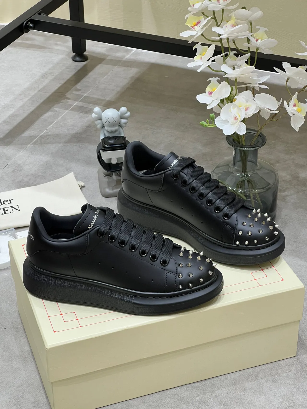 Alexander McQueen Oversized Sneaker Black Studded Toe Lifestyle Sneakers 8