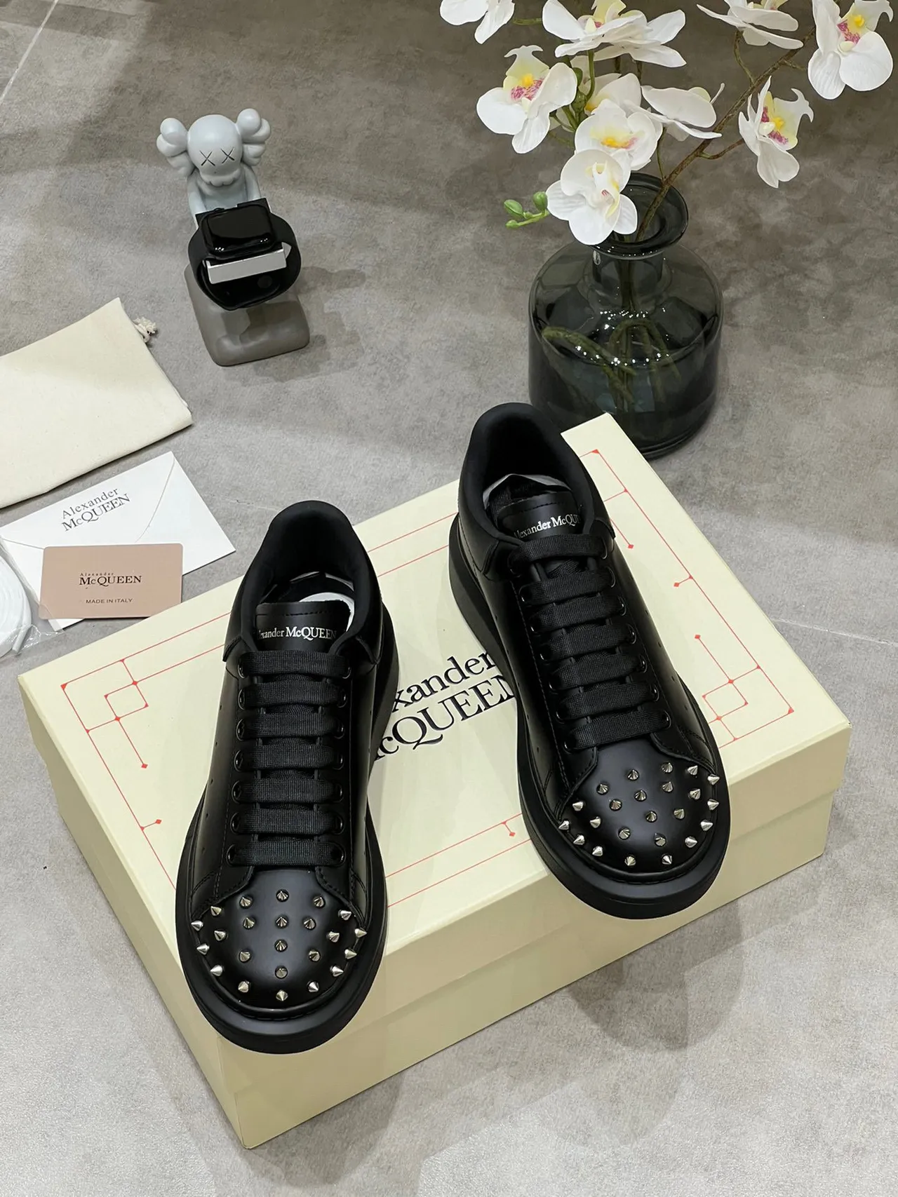 Alexander McQueen Oversized Sneaker Black Studded Toe Lifestyle Sneakers 9