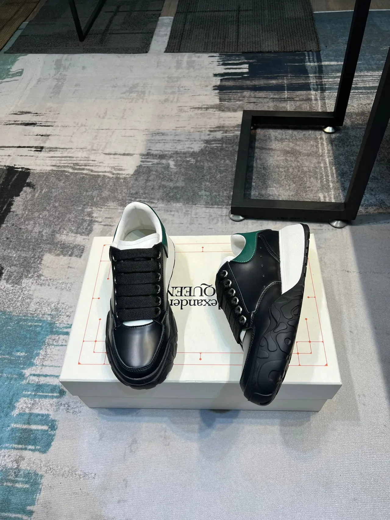 Alexander McQueen Oversized Sneaker Black White Green Lifestyle Sneakers 4
