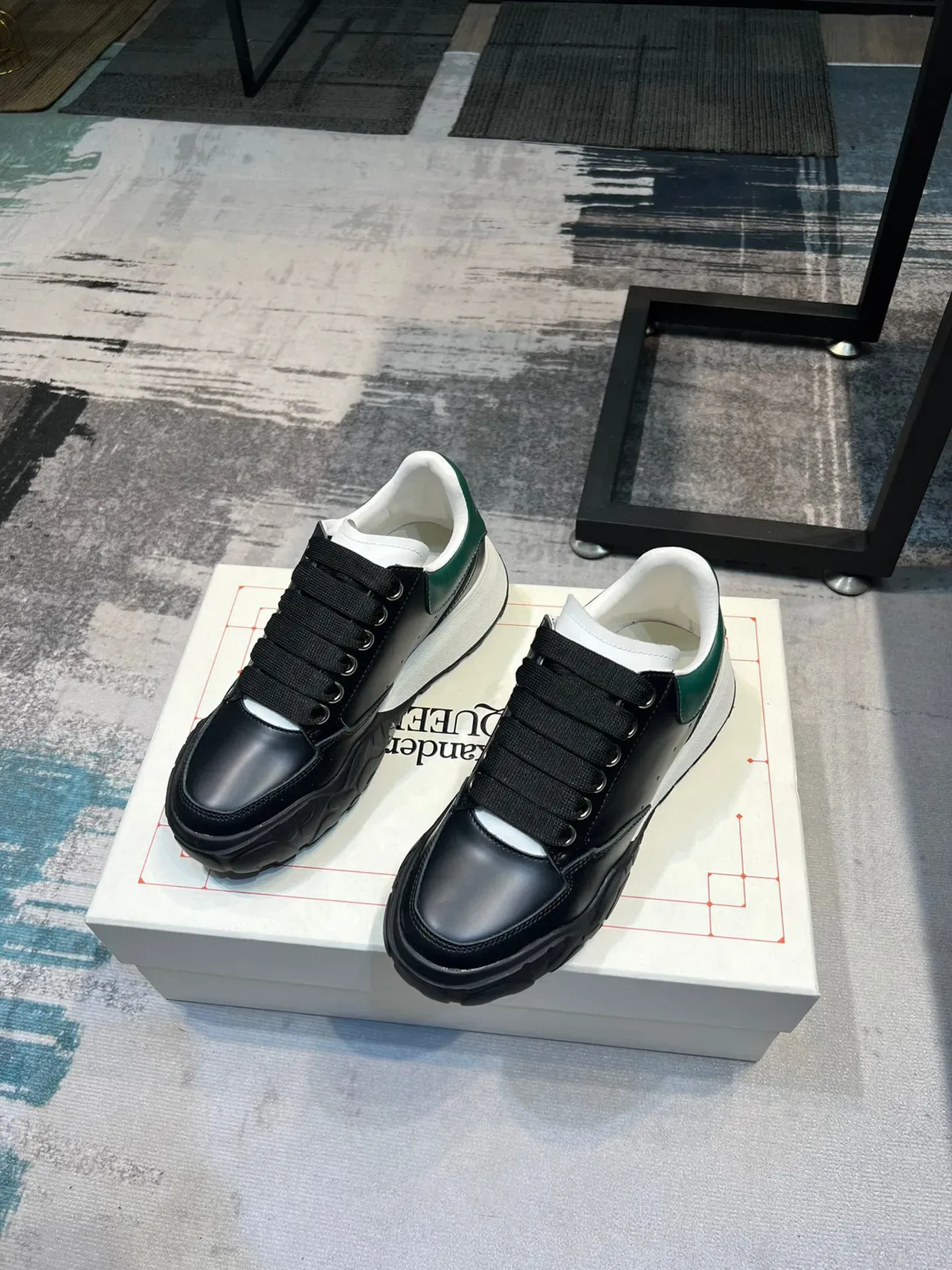 Alexander McQueen Oversized Sneaker Black White Green Lifestyle Sneakers 5