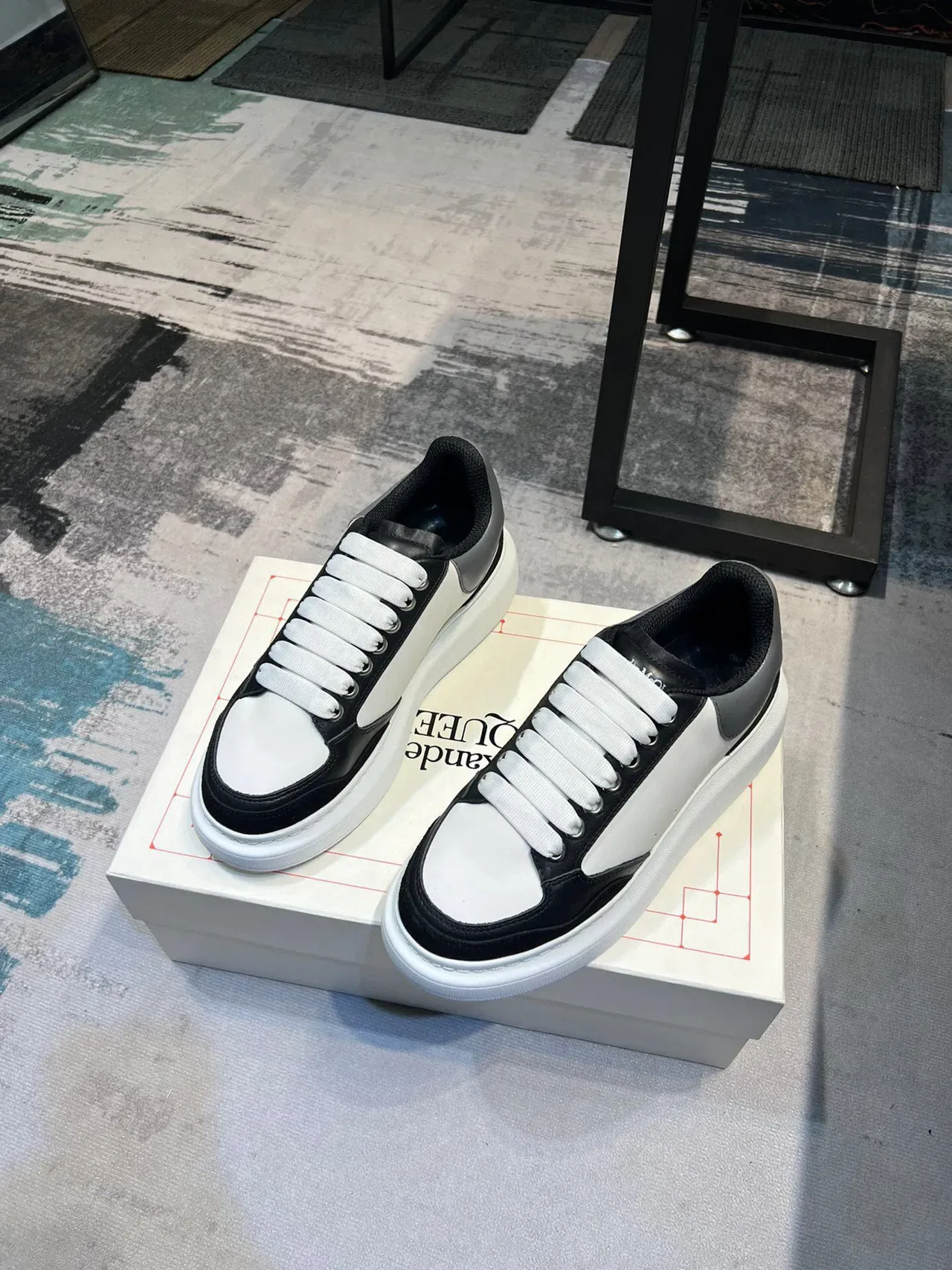 Alexander McQueen Oversized Sneaker White Black Silver Lifestyle Sneakers 6