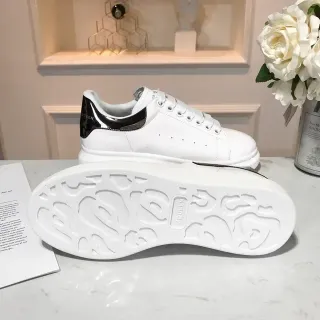 Alexander McQueen Oversized Sneaker White Black Sole Patent Leather Heel Counter Lifestyle Sneakers