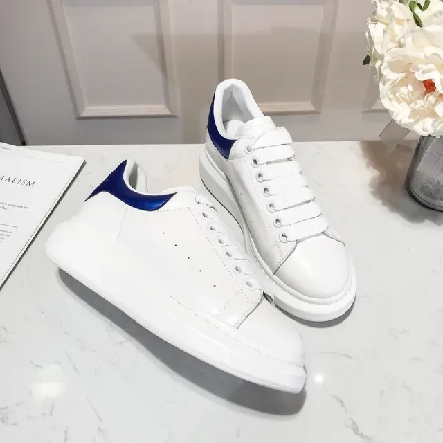 Alexander McQueen Oversized Sneaker White Blue Platform Sole Smooth Leather Upper Lifestyle Sneakers 4