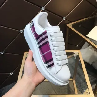 Alexander McQueen Oversized Sneaker White Purple Platform Plaid Side Panel Lifestyle Sneakers