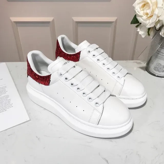Alexander McQueen Oversized Sneaker White Red Platform Leather Lifestyle Sneakers 2