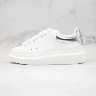 Alexander McQueen Oversized Sneaker White Silver Platform Sole Smooth Leather Upper Lifestyle Sneakers
